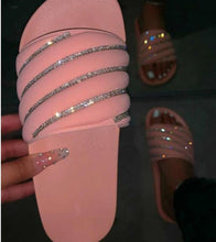 Load image into Gallery viewer, Glitter Rhinestone Ladies Flat with Sexy Pink Shoes
