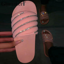 Load image into Gallery viewer, Glitter Rhinestone Ladies Flat with Sexy Pink Shoes
